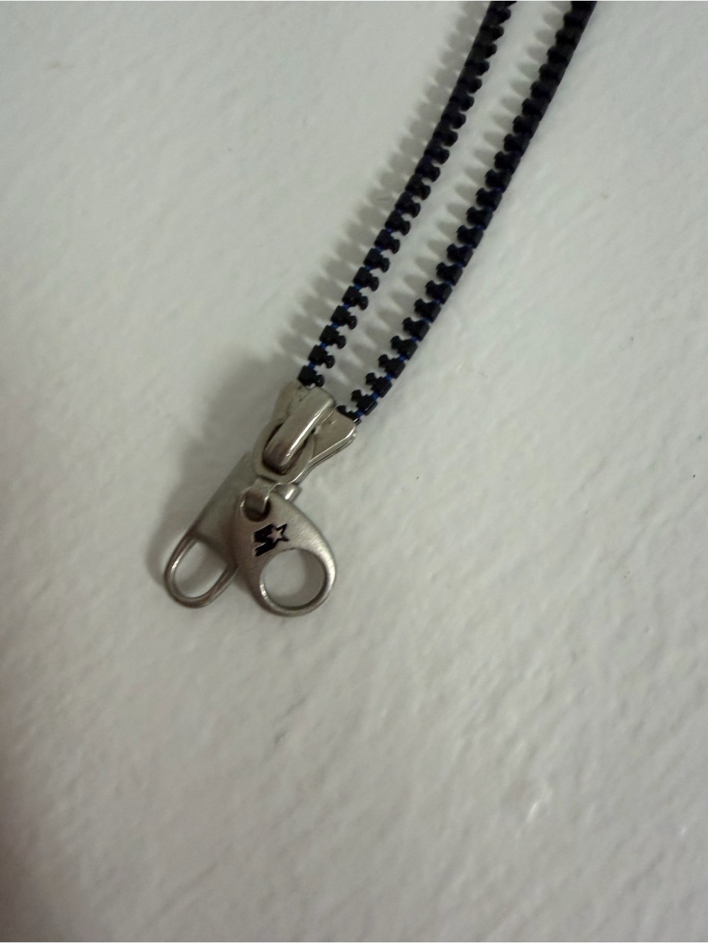 Silver and black zipper necklace minimalist